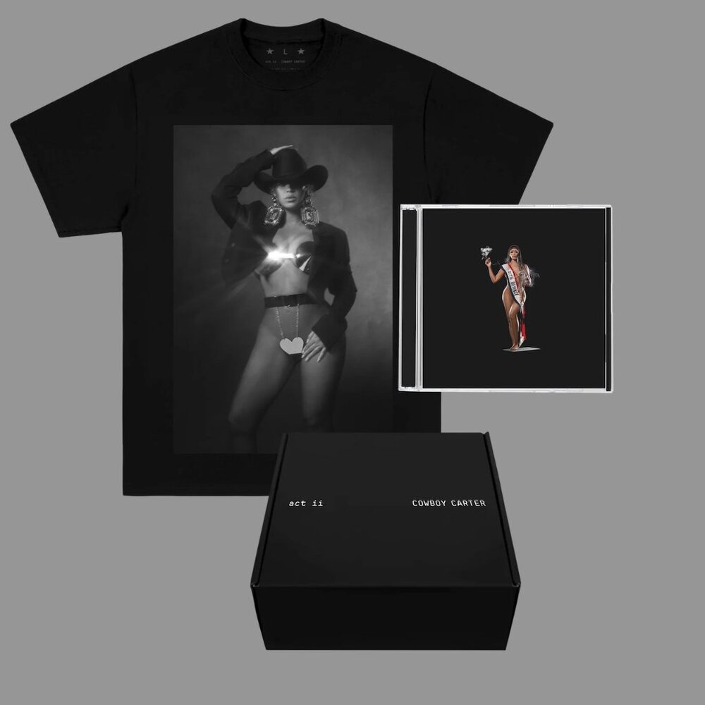 NWT! BEYONCE COWBOY CARTER LIMITED EDITION COVER CD BOXSET (BLACK TEE-2X)